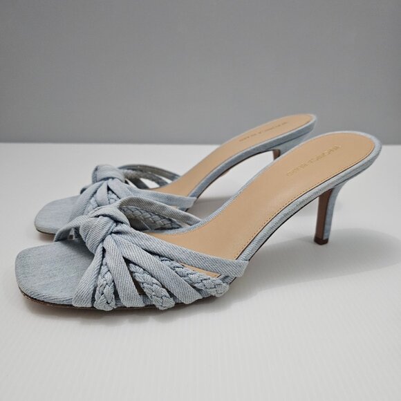 Veronica Beard Shoes - Veronica Beard Misa Sandal Braided Slide Knotted Light Blue Denim Size 11